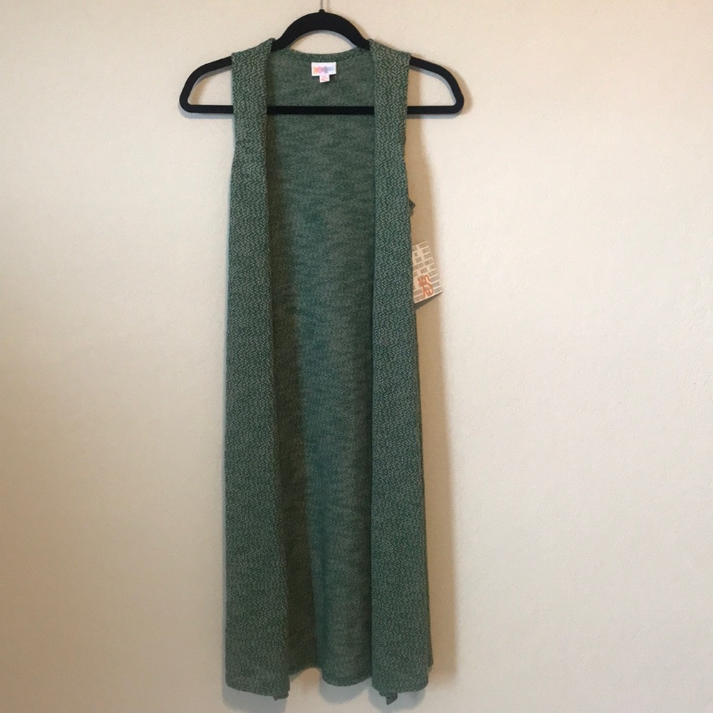 Lularoe NWT XS Green Tan Knitted Joy Cardigan
